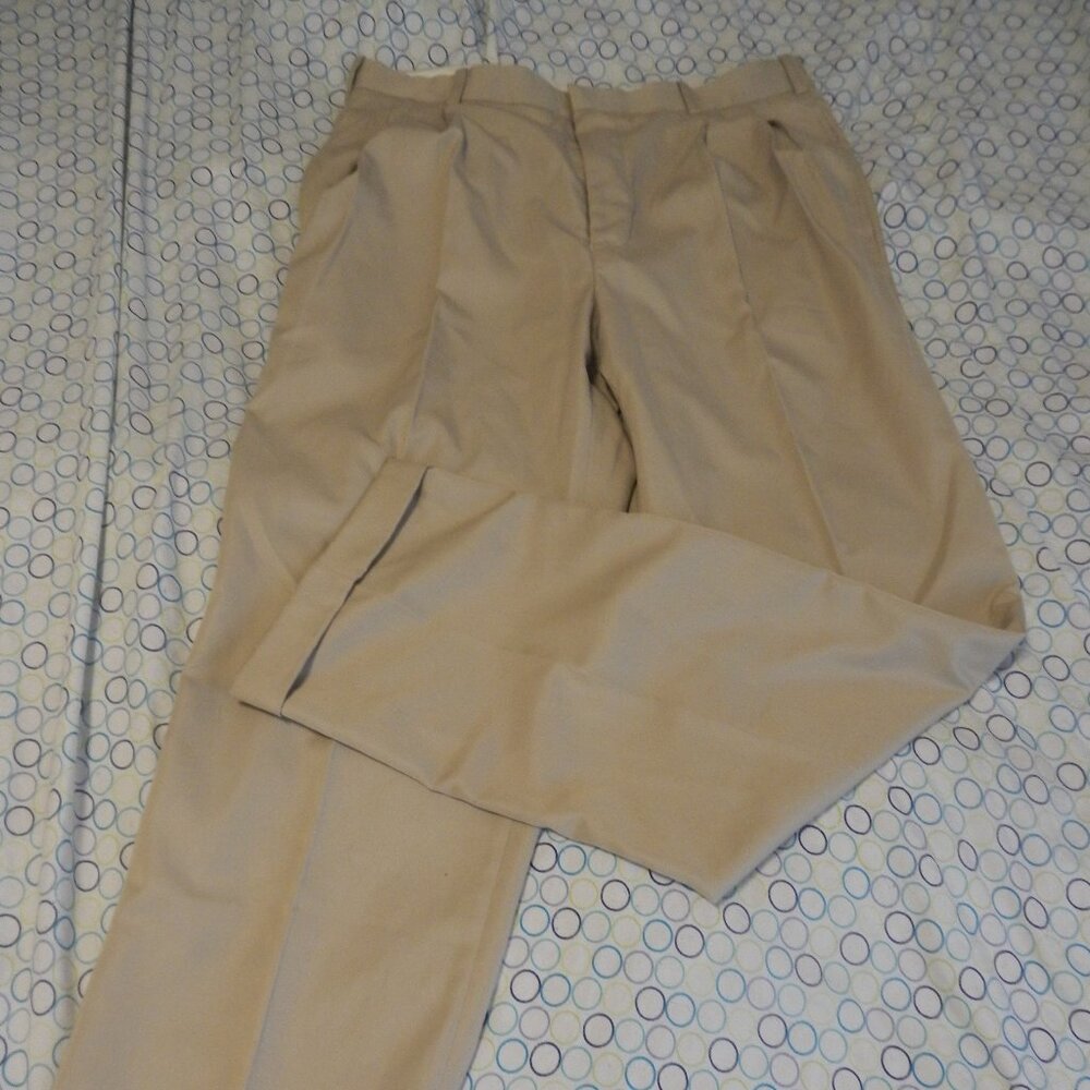 Bill Robin Son Beige Pleated Cuffed Hem Suit Dress Pants Sz 34x32